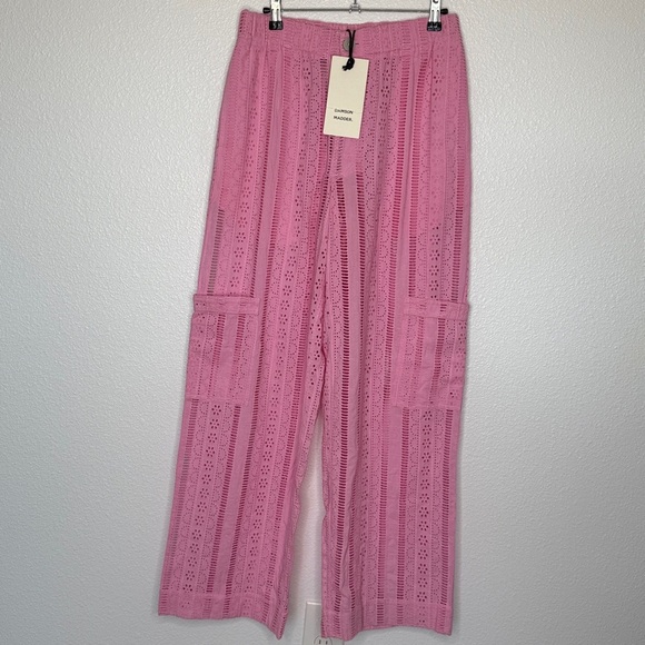 NWT Damson Madder Alys Vacation Pant Pink Eyelet Organic Cotton 10 Medium - Picture 5 of 9